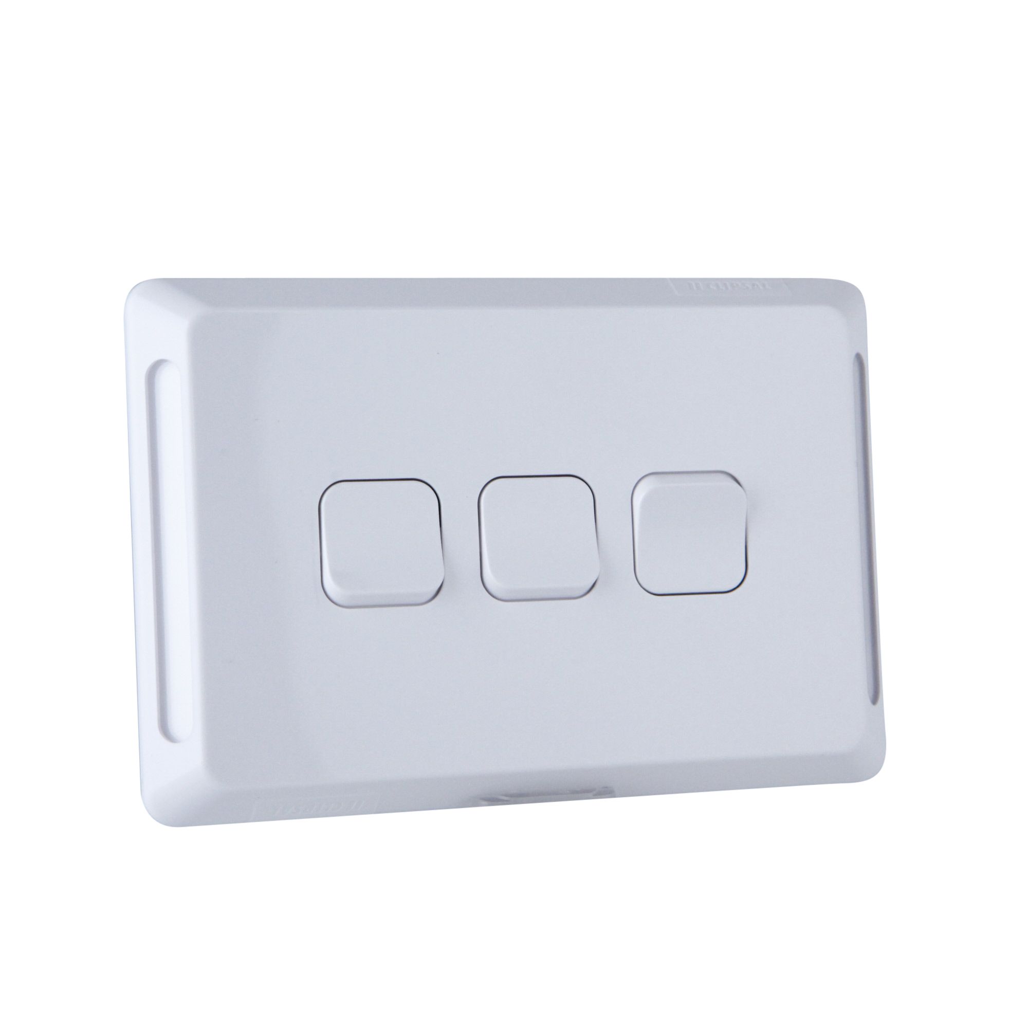 Clipsal Pro Series, 3 switches, horizontal, 1 or 2 way, 20 A / 16 AX, White - P3043HA-XW